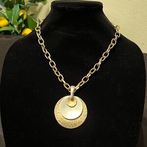 Robert Lee Morris white n yellow metal necklace n charm